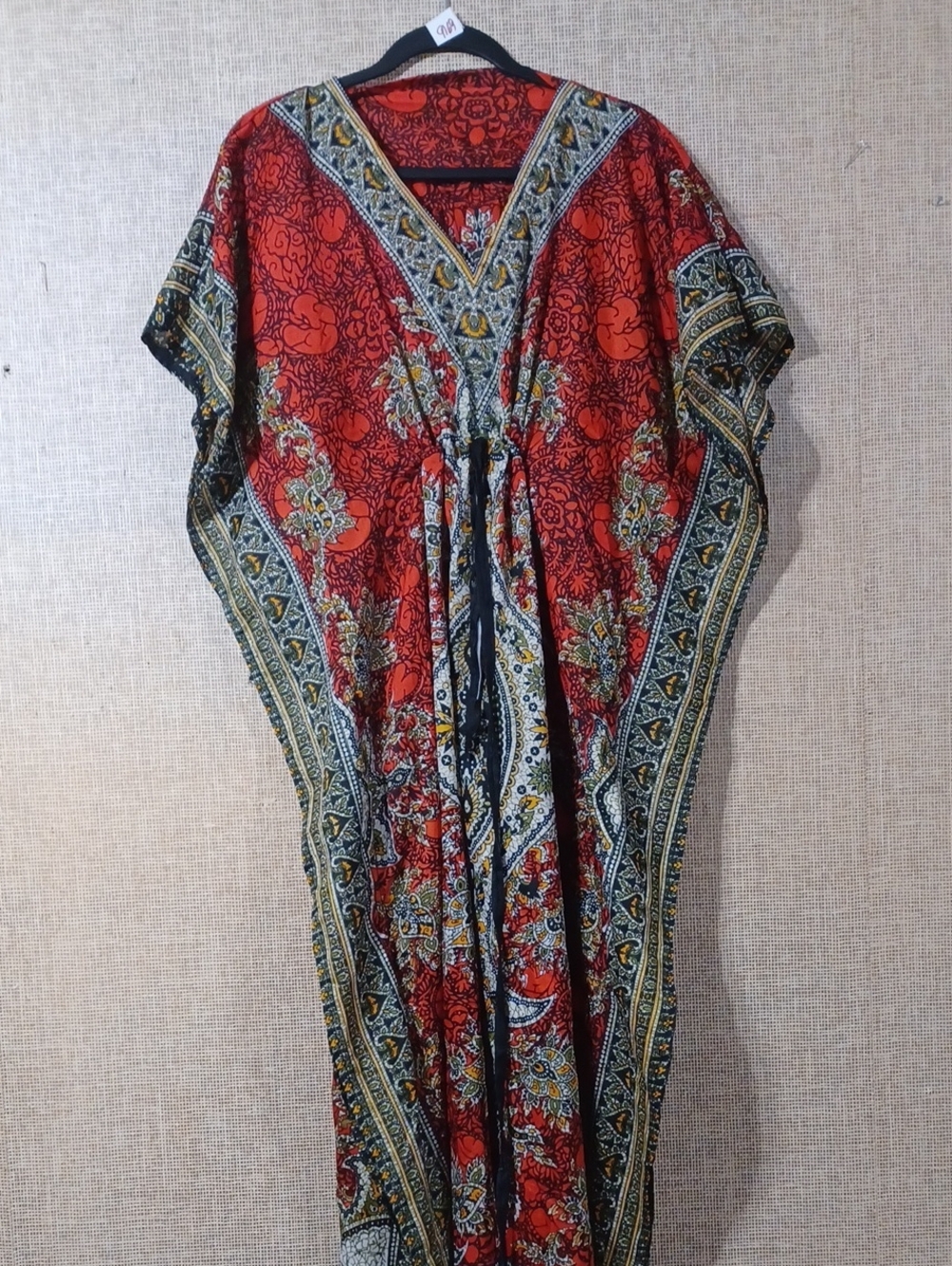 Red Paisley Boho Caftan Dress